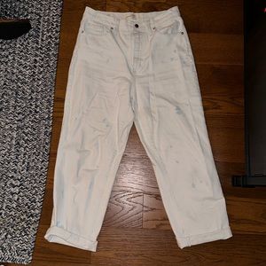 Vintage white and blue straight leg capri’s